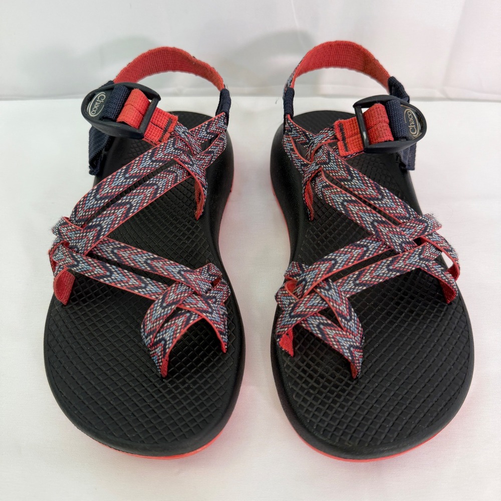 Chaco Z Cloud 2 Sandals Navy Red Chevron Double Strap Toe Loop Womens 8 - Picture 3 of 14